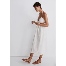 Madewell Seersucker Midi Tie Cut Out Dress