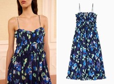 Women Ulla Johnson Silk Floral Backless A-line Slip Dress