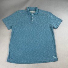 Tommy Bahama Polo Shirt Medium Blue Mens Embroidered Short Sleeve Used 99