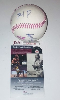 DAVE PORTNOY & BIG CAT BARSTOOL SIGNED AUTOGRAPHED PINK MLB BASEBALL JSA COA WOW