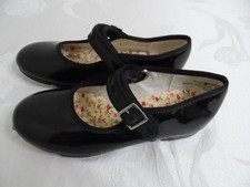 Capezio Tele Tone Tap Shoes Girl  s 12 1/2 N63356 Patent Black 3600C Hook  Loop