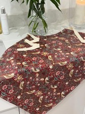 Image of William Morris Red Strawberry Thief Cotton Drill Floral Apron, UK Printed & Made