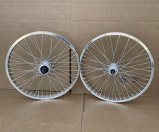 20" BMX Bike Wheels Front and Rear 9T Driver 48-Spoke Double Wall SILVER Alloy