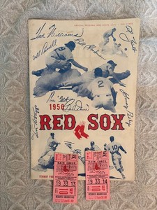 BOSTON RED SOX 1950 OFFICIAL PROGRAM-SCORE CARD-2 STUBS September 10 Grandstand