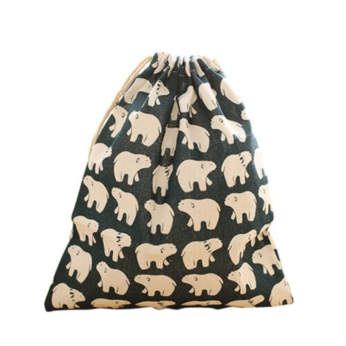 1X Linen Cotton Drawstring Storage Bag Toy Shoes Laundry Bags Home Travel S/M/L - Picture 1 of 2