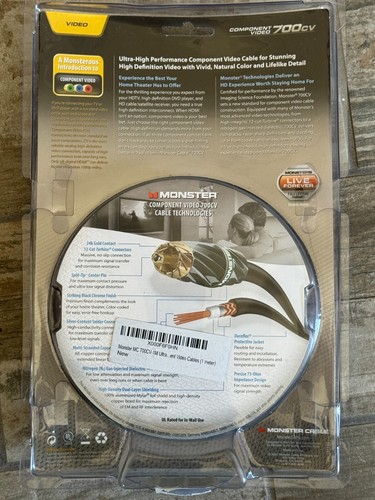 MONSTER CABLE Component Video 700CV - 1m(3.3ft) NEW - Picture 2 of 2