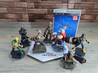 Disney Infinity 2.0 Game & Portal PS3 Marvel Lot 7 Figs Thor Groot Fury Rocket