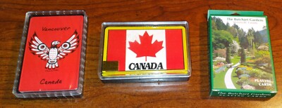 New 3 Playing Cards Canada - Vancouver & Canadian Flag & Butch Gardens Victoria 