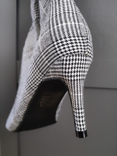 Fashion To Figure Black White Plaid Knee High Wide Calf Slouch Boots Sz 11W NWOB - Picture 6 of 8