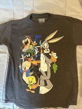 Looney Tunes Tshirt Grey Child Size Large Kids Graphic Tee Bugs Bunny Tweety