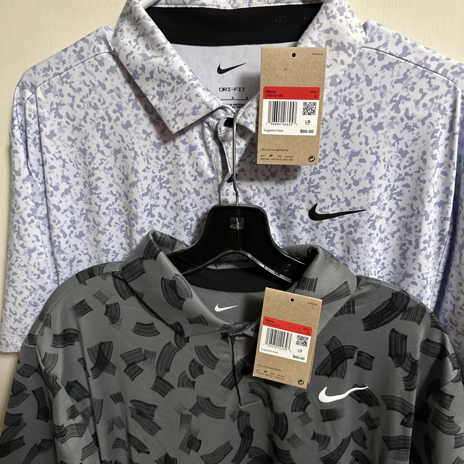 2-NUEVO 2024 NIKE DRI-FIT TOUR TINTE ESPACIAL POLO DE GOLF NEGRO/GRIS HIERRO/Grande
