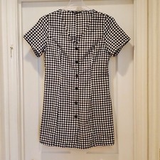 Shein Dress Women's Size XL (12) Button Front Gingham Black White VGUC