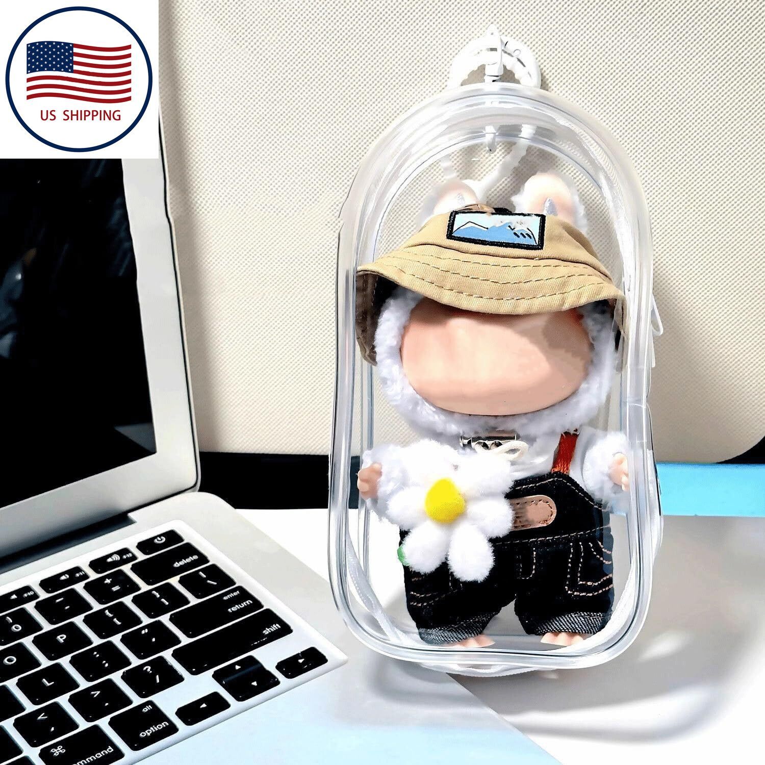 Clear Bag Keychain For 17cm Plush Doll, Hanging Display Case, Protective Case