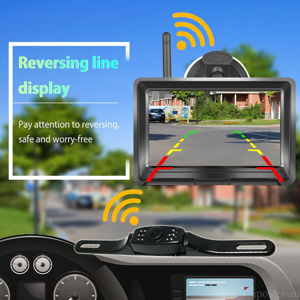 Digital Wireless Reverse Camera Rear View 5" Monitor Kit For Truck Caravan Van - Image 3 of 4
