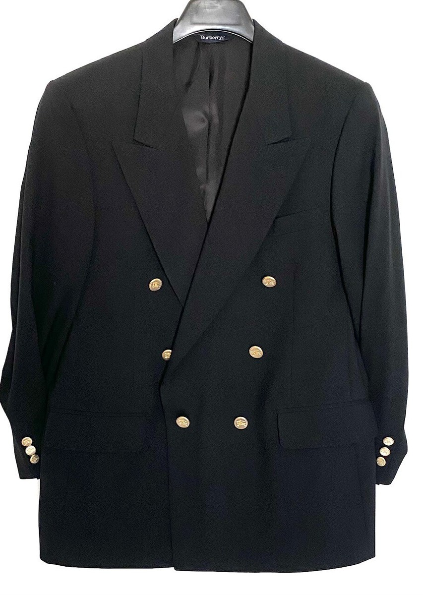 BURBERRYS Prorsum Black Logo Button Double Breasted Blazer Coat