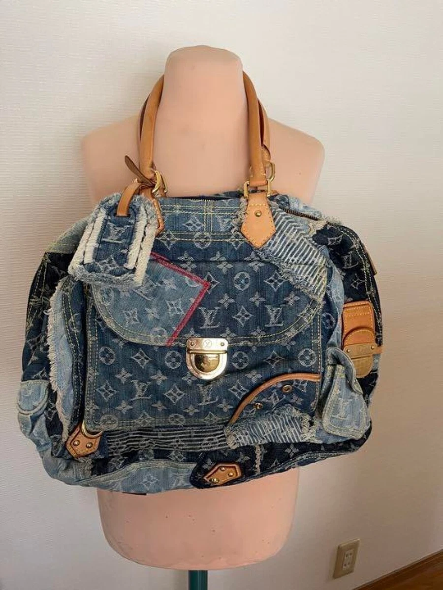 Louis Vuitton Patchwork Bowly Handbag Denim Gray