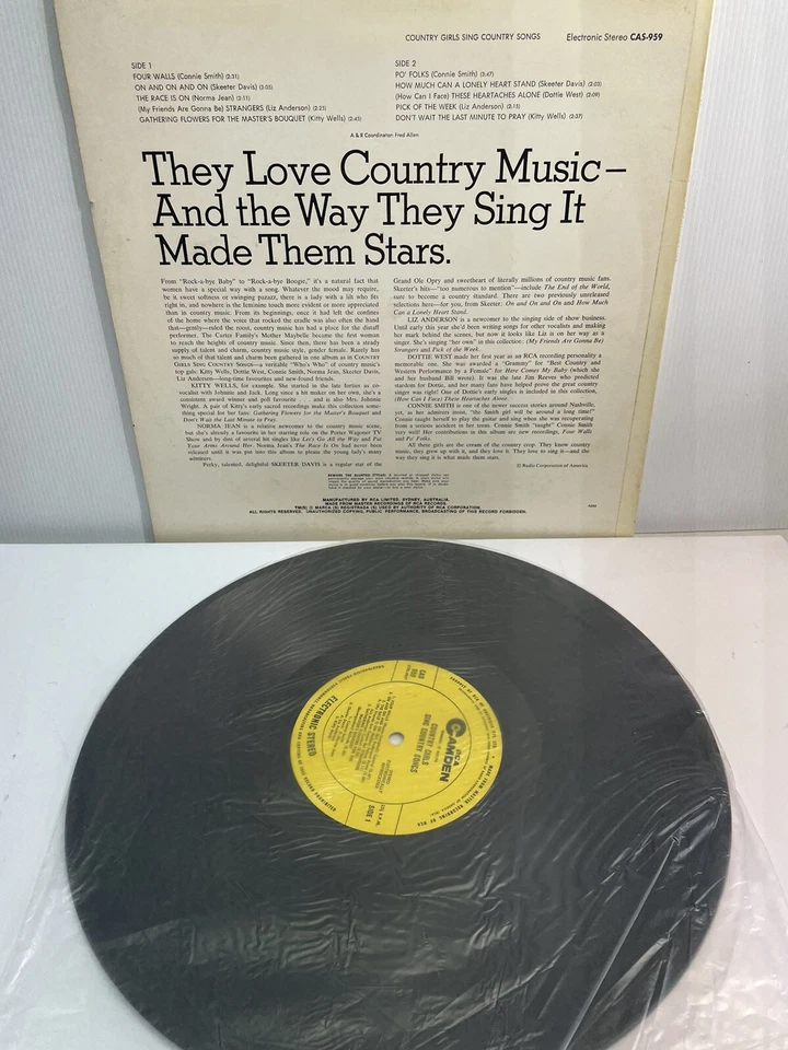 Country Girls Sing Country Songs Vinyl Record LP 1966 RCA Camden LP AUS Press. - Image 2 of 4