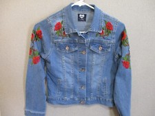 Girls dkin Embroidered Denim Jacket Size L 14-16 NWOT
