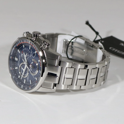 Citizen Eco-Drive PCAT Controlled Chronograph Blue Dial Watch 