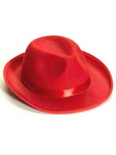 CAPPELLO FEDORA ROSSO DELUXE gangster Michael Jackson costume berretto adulto danza hip hop