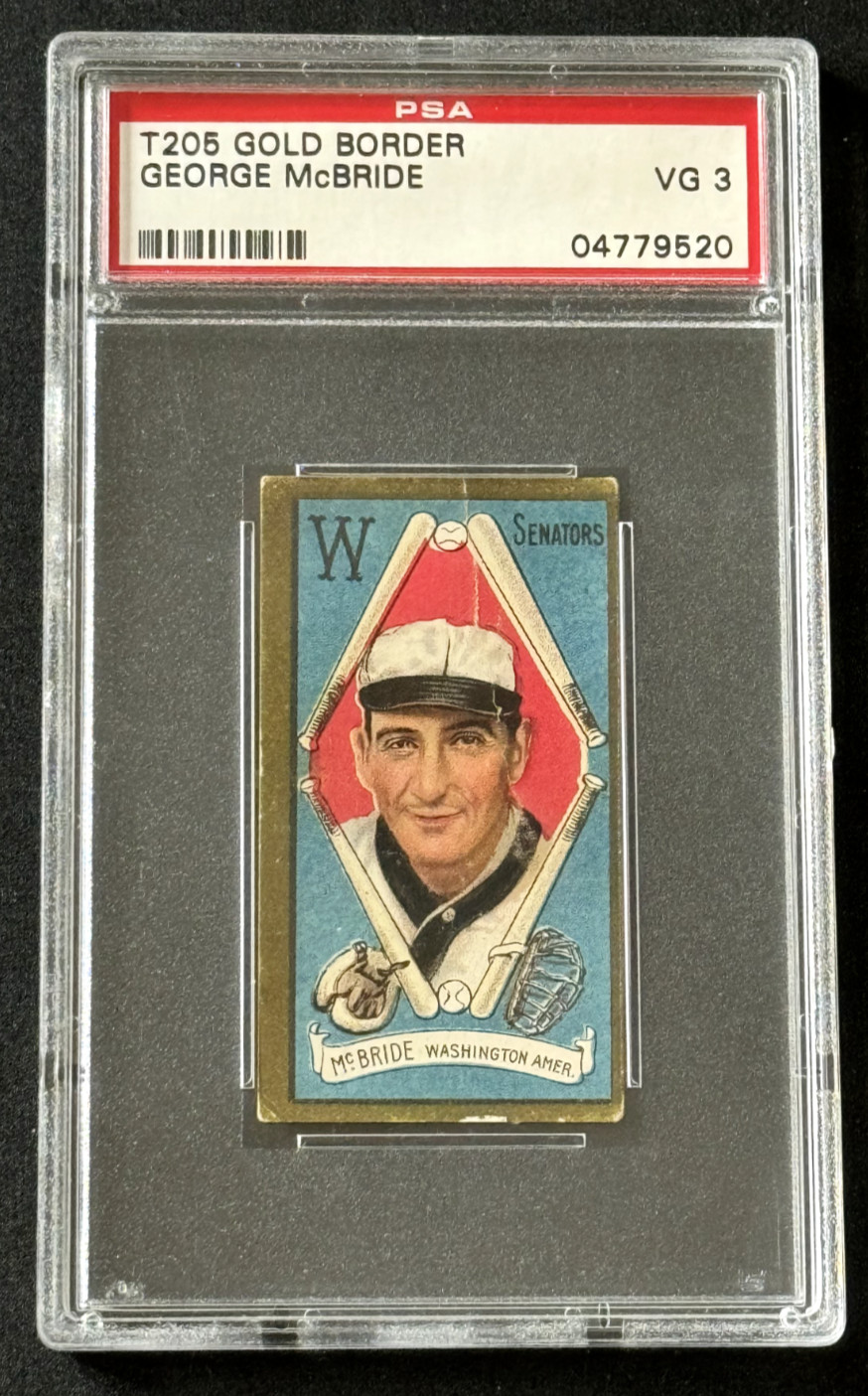 1911 T205 Gold Border George McBride PSA 3 VG Washington Senators