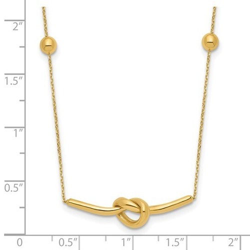 Handcrafted 14K Yellow Gold Love Knot Bar Necklace 16" W/2" Extension - Picture 4 of 4