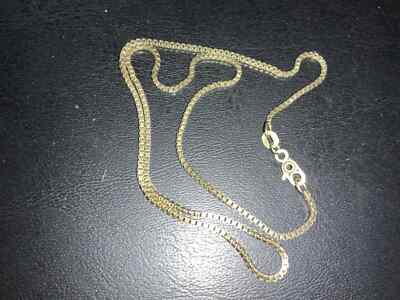 Vintage CIANI Solid STERLING Silver GOLD VERMEIL BOX Chain NECKLACE- 15 x 1mm