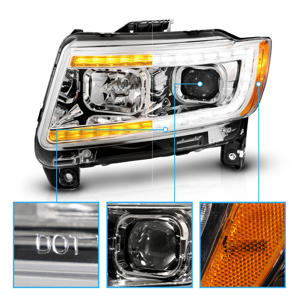 [LED C 杆]2011 - 2013 年适用于吉普大切诺基镀铬开关车头灯 — 第 3/4 张图片