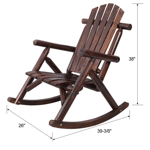 Wood Rocking Chair Traditional Porch Rocker for Outdoor Indoor Porch Patio Yard - Picture 2 of 13