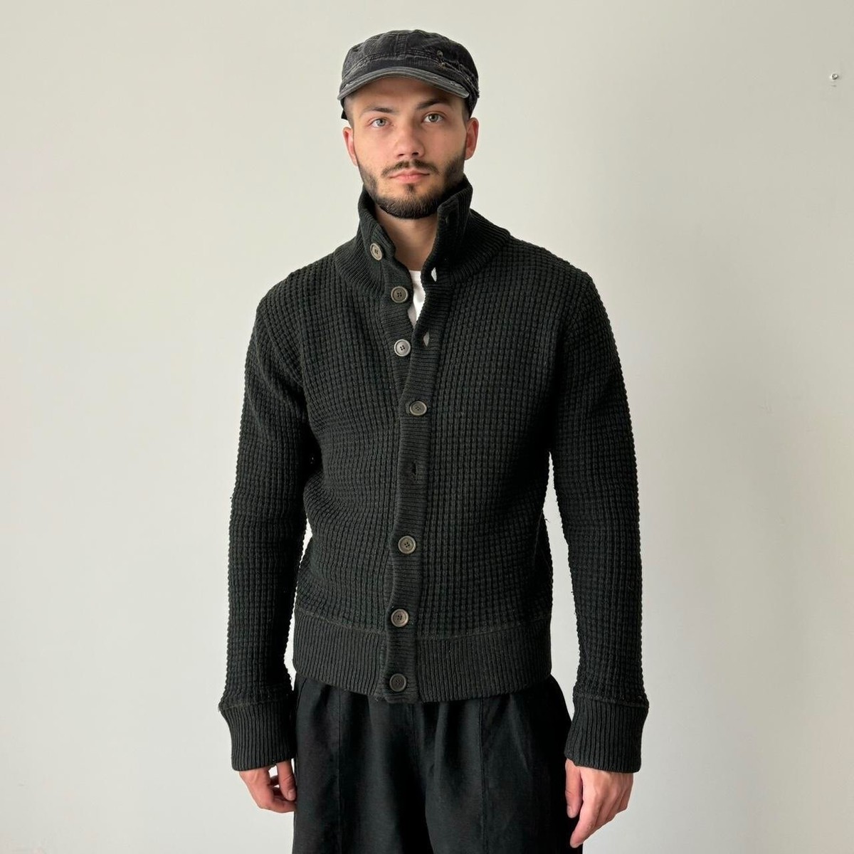 Men's Our Legacy Dark Green Wool Knit Cardigan Sweater Size