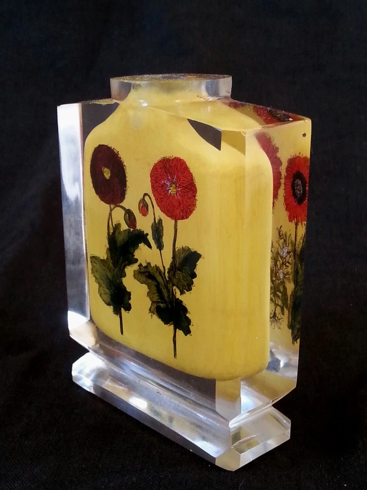 Botella de tabaco pintada interior naranja chino vintage Foto 2 de 4