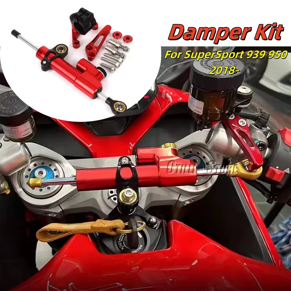 Kit Para Ducati SuperSport 939 950 2018- Soporte Amortiguador Dirección Estabilizador Rojo Foto 2 de 4