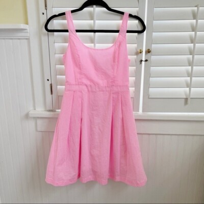 JB Julie Brown Bright Pink & White Pinstripe Sleeveless Fit N Flare Dress  Size 2 | eBay