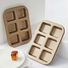 6 Cavities Brownie Cake Pan Muffin Cupcake Pan Tin Non-stick Baking Tray Home