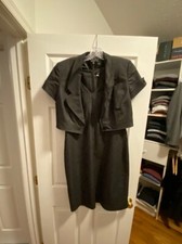 Nine West Grey Dress and Jacket Combo Regular Size 10 Short-Sleeve Knee-Length