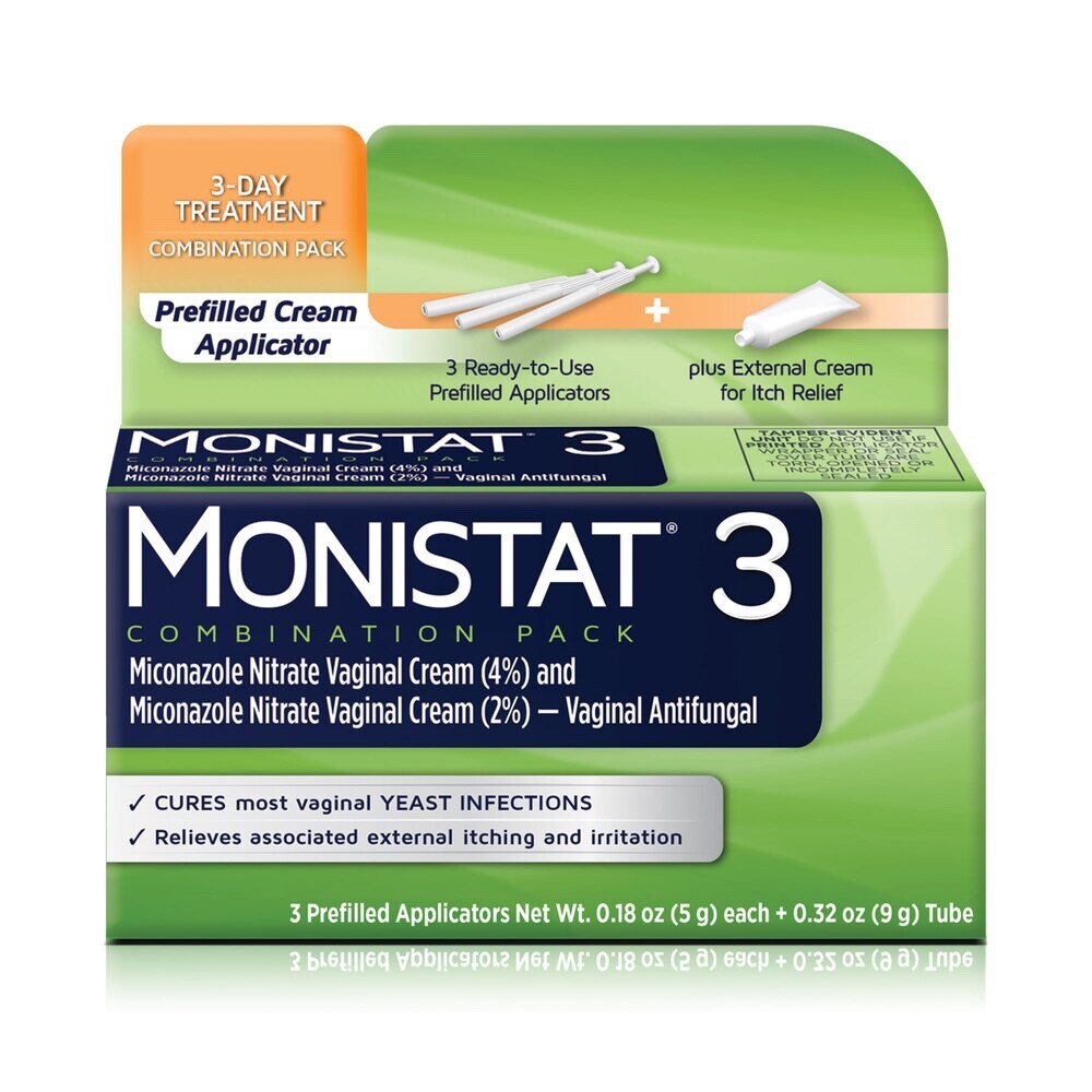 3 X  Monistat 3 Combo Day Yeast Infection Pre Filled Cream Applicators