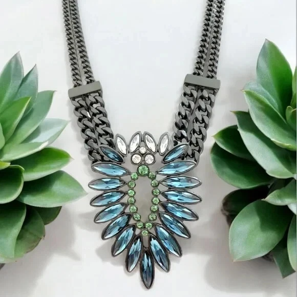 Givenchy Statement Necklace with Blue and Green Accents. Retail $178 - Image 3 of 4
