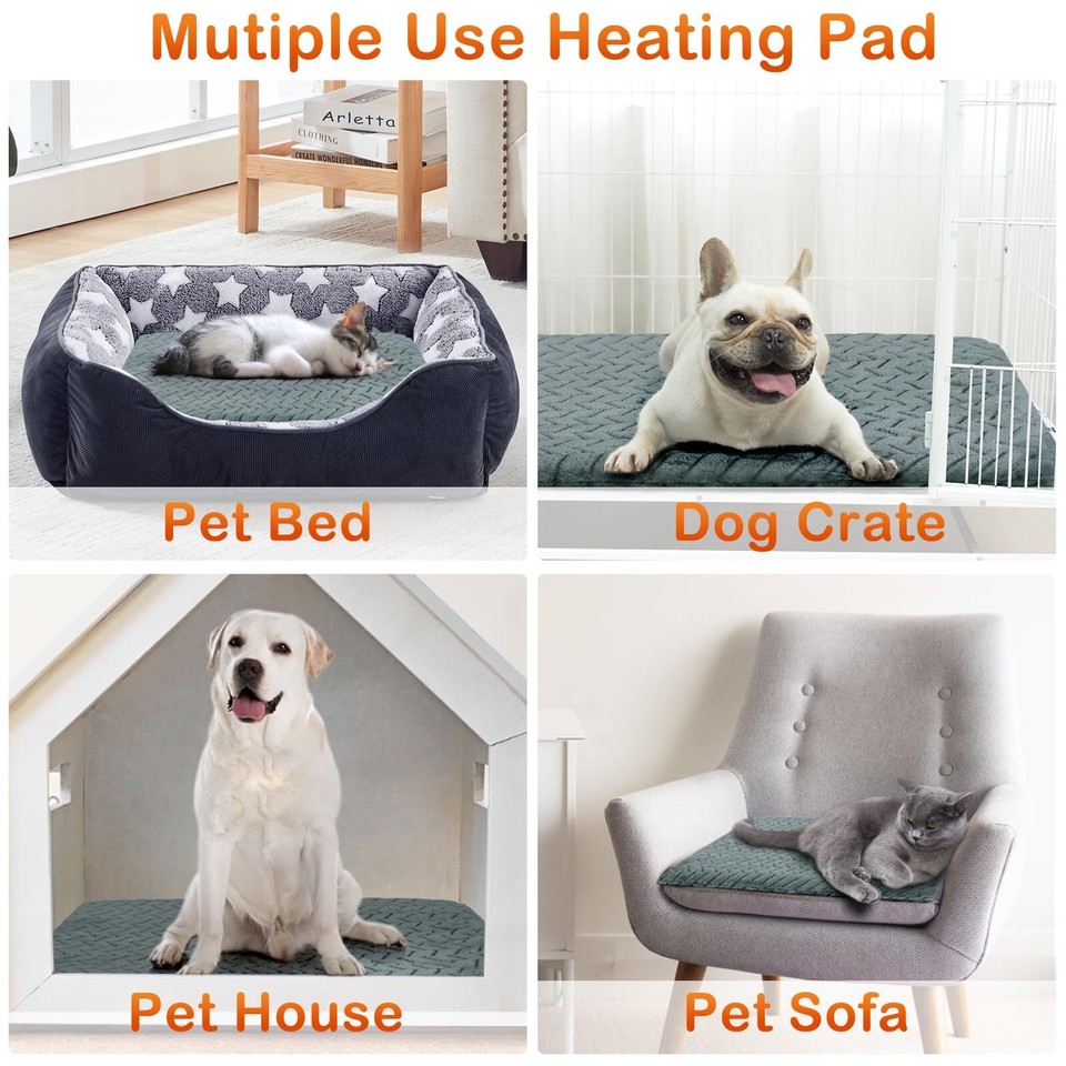 GASUR Heated Cat Bed, Waterproof Electric Pet Heating Pad for Dogs Cats