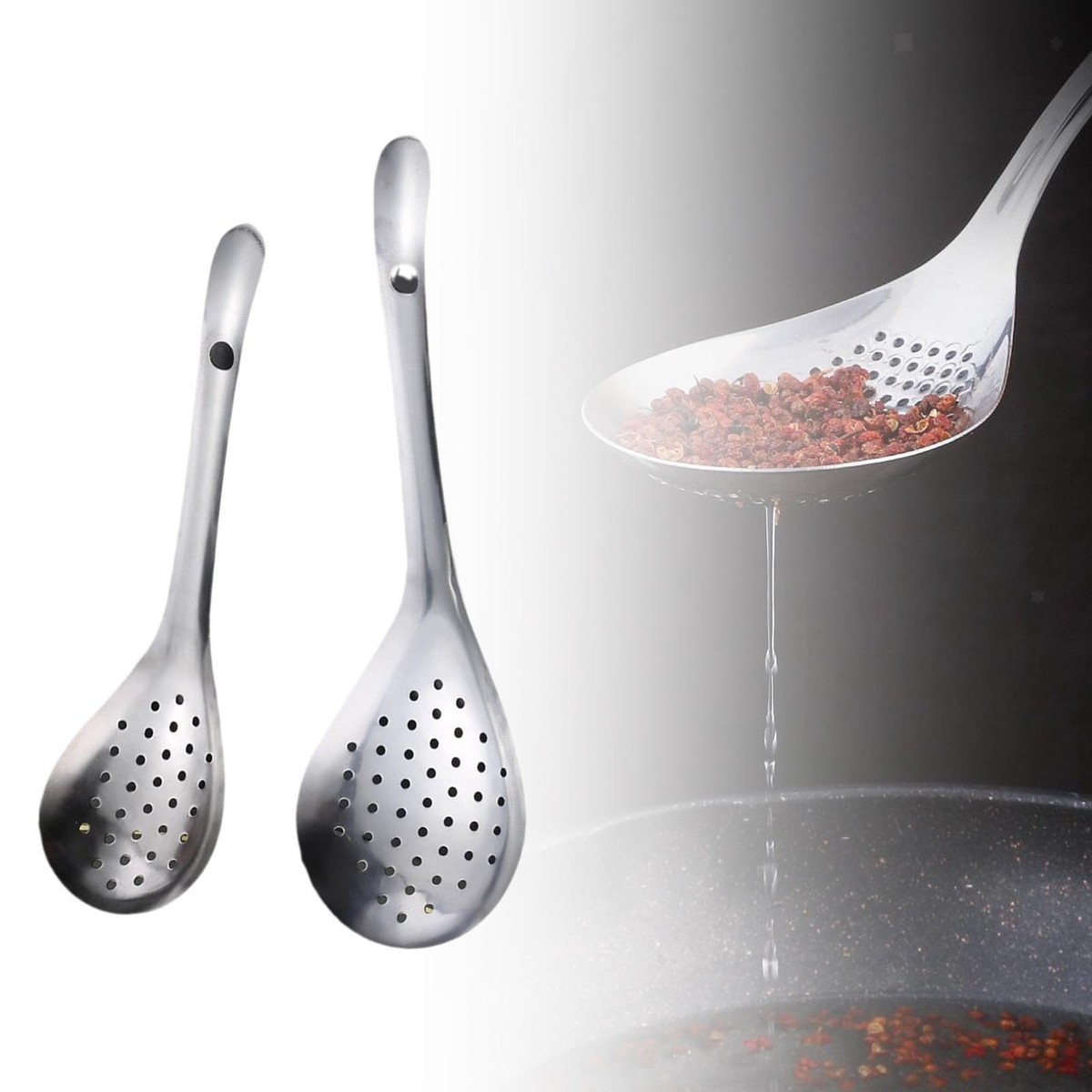 1 Set 3 Pcs Stainless Steel Slotted Spoons Caviar Spoons Kit