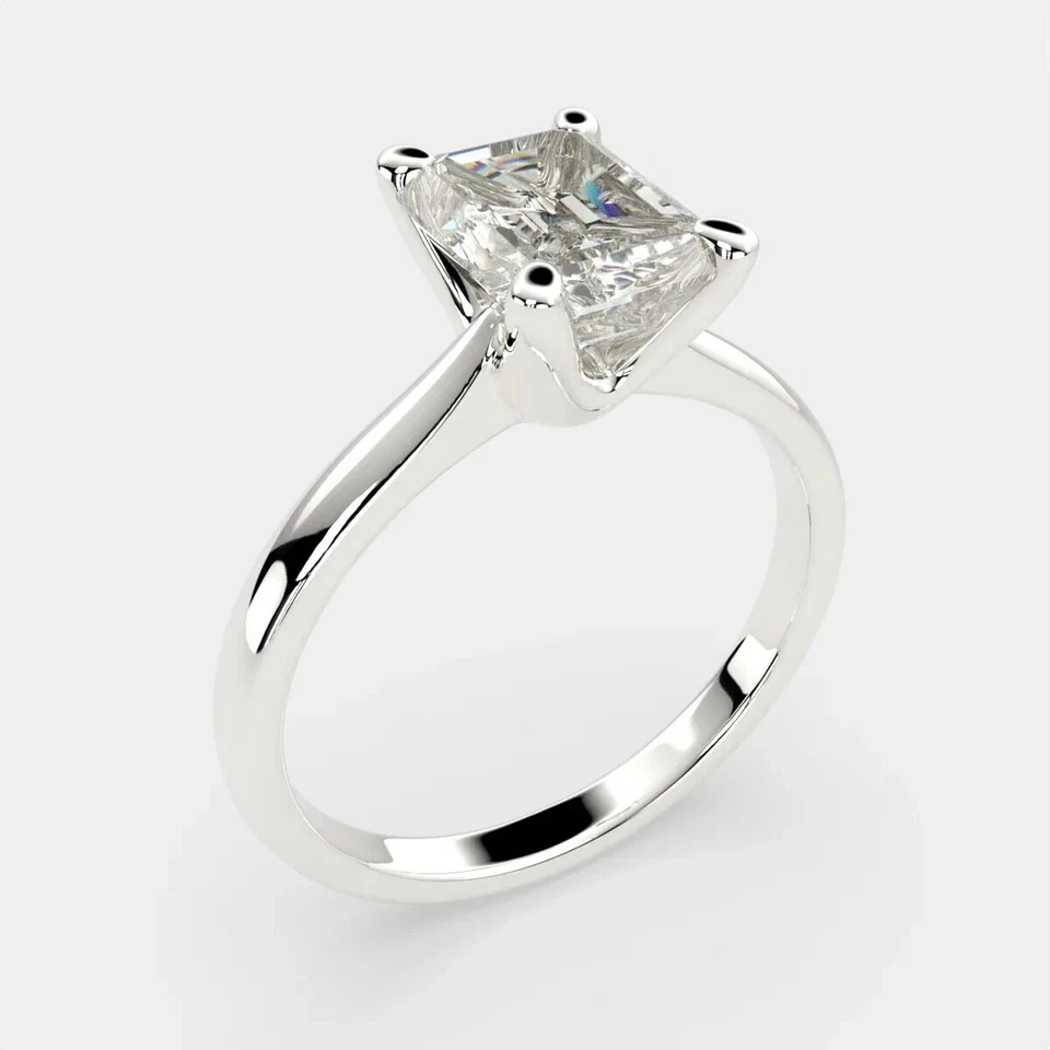 Anillo solitario de diamantes naturales VS1 E de 3 quilates certificado en plata de ley 925 maciza Foto 3 de 4