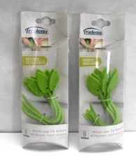 Trudeau Silicone Tie Wraps Multi Use Reusable Green Lot Of 16 Heat Resistant