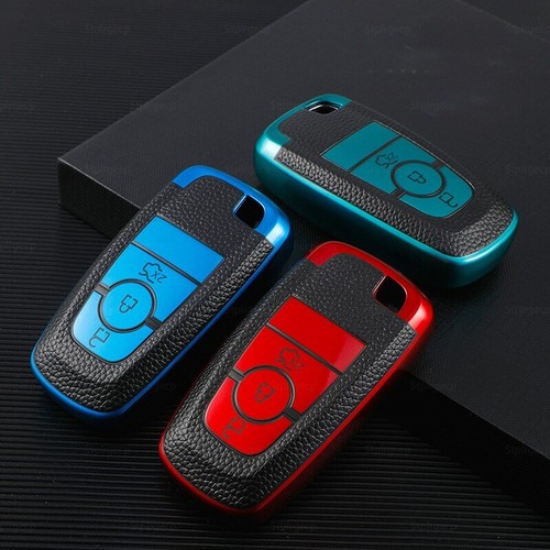Leather TPU Key Cover Case for Ford Mustang F-150 Fusion Explorer Mondeo Ranger