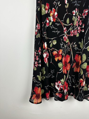 Vtg Salaam Dark Floral Midi Skirt Lined Whimsigoth Boho 90s Y2K Cottage Grunge M - Picture 3 of 14