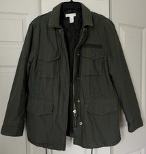 H M Women  s Olive Green Utility Jacket, Size 6 New
