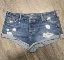 Silver Jeans Denim Women s Breccan Cuffed Distressed Shorts Size 29