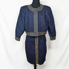 Tuta Gonna Denim Vintage Collezione Magali Graziella Ciampi Bordo Oro Trapuntata 12