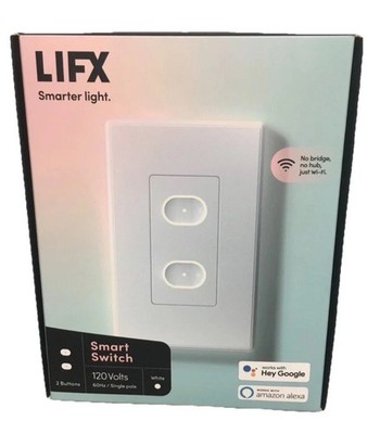 LIFX Smart Switch 2-Button White Wi-Fi In-Wall Touch Light Switch LFSPWHT1FUS
