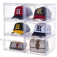 Hat Organizer for Baseball Caps,set of 6, Transparent Hat Storage Clear white