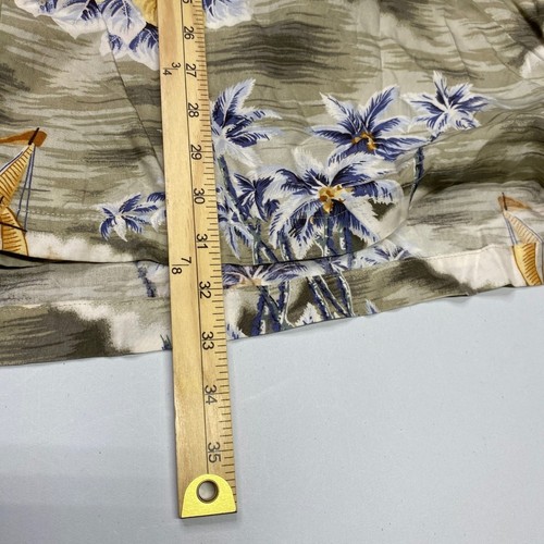 Camicia hawaiana tropicale Tommy Bahama XXL uomo palme barca a vela rilassata - Foto 7 di 8
