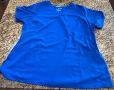HH Works Scrub Top Womens XL Galaxy Blue Healthcare Uniform Stretch Pockets